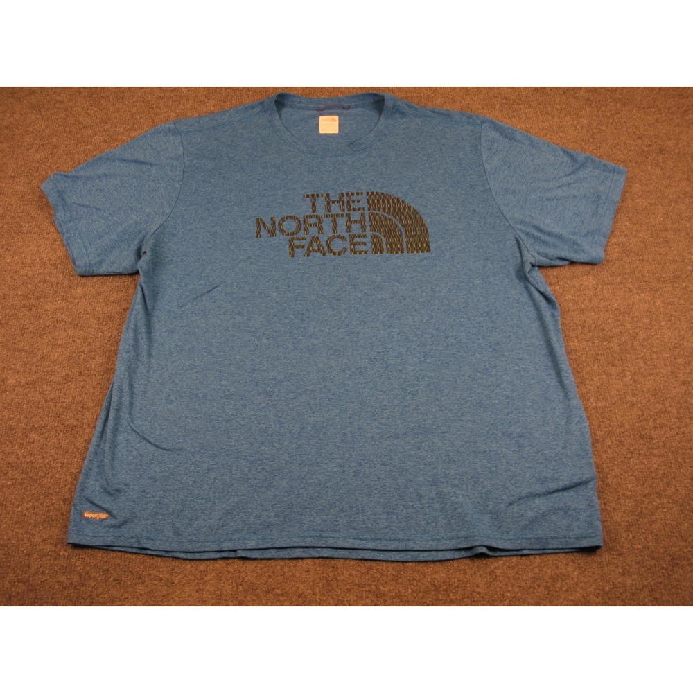The North Face Men VaporWick Logo T-Shirt Blue Heather XL Short Sleeve Tee #2180